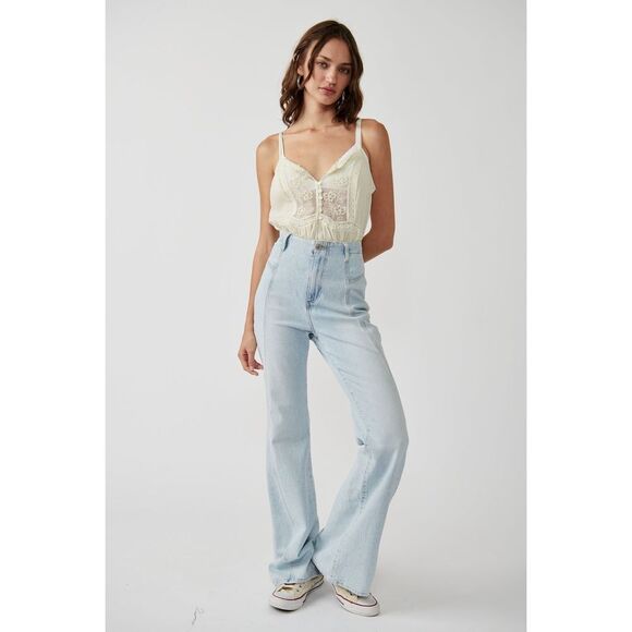 Free People Still the One Lace Trim Cotton Bodysuit Size XS - Picture 1 of 11